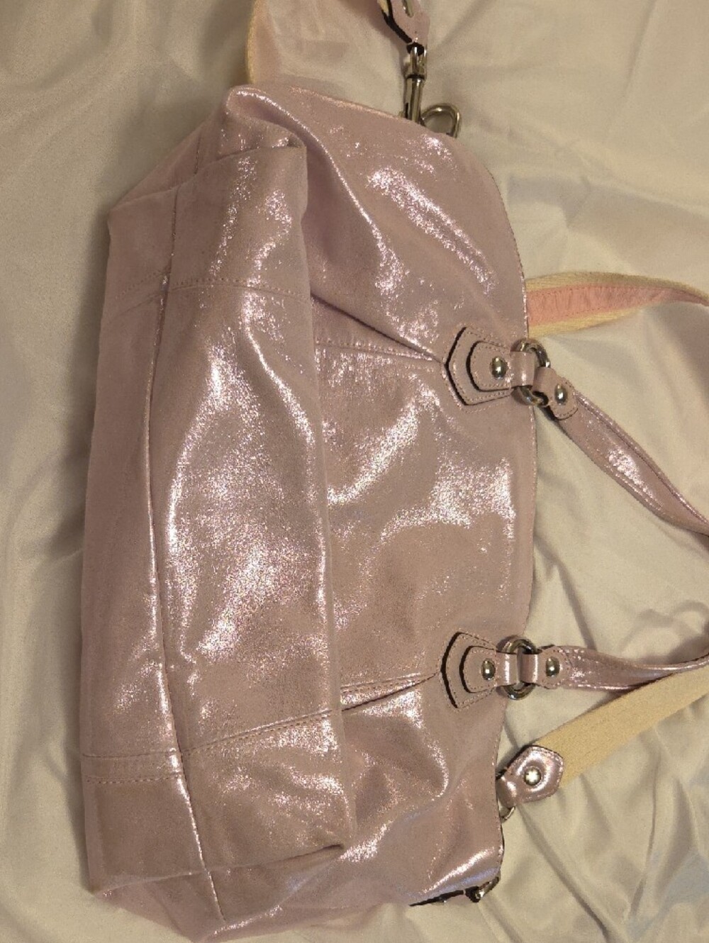 Coach Metallic Light Pink Leather Shoulder Bag - Picture 2 of 6